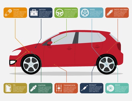 32622386 - infographic template with car and car parts icons, service and repair concept